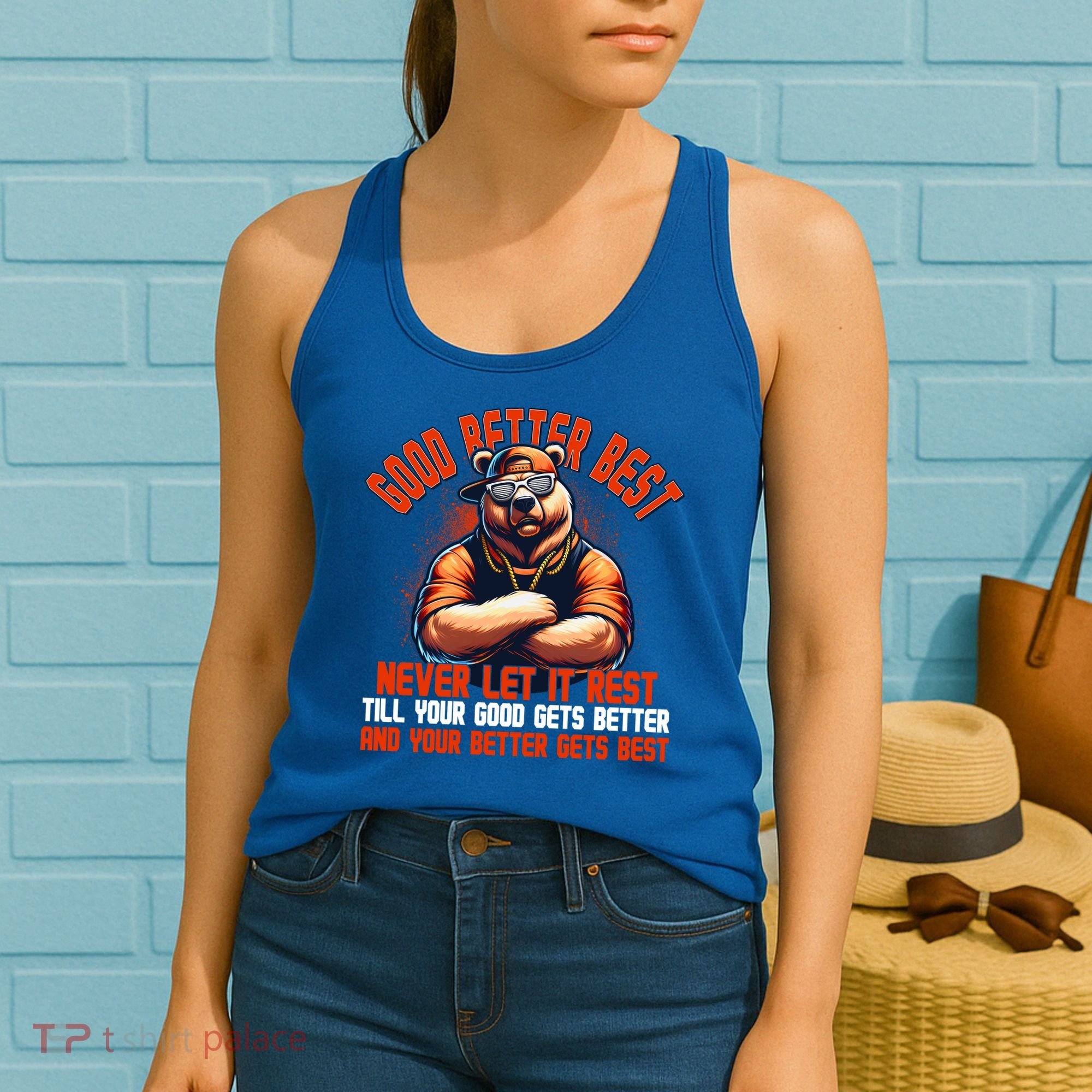 Good Better Best Bears Football Never Let It Rest Women's Tank Top