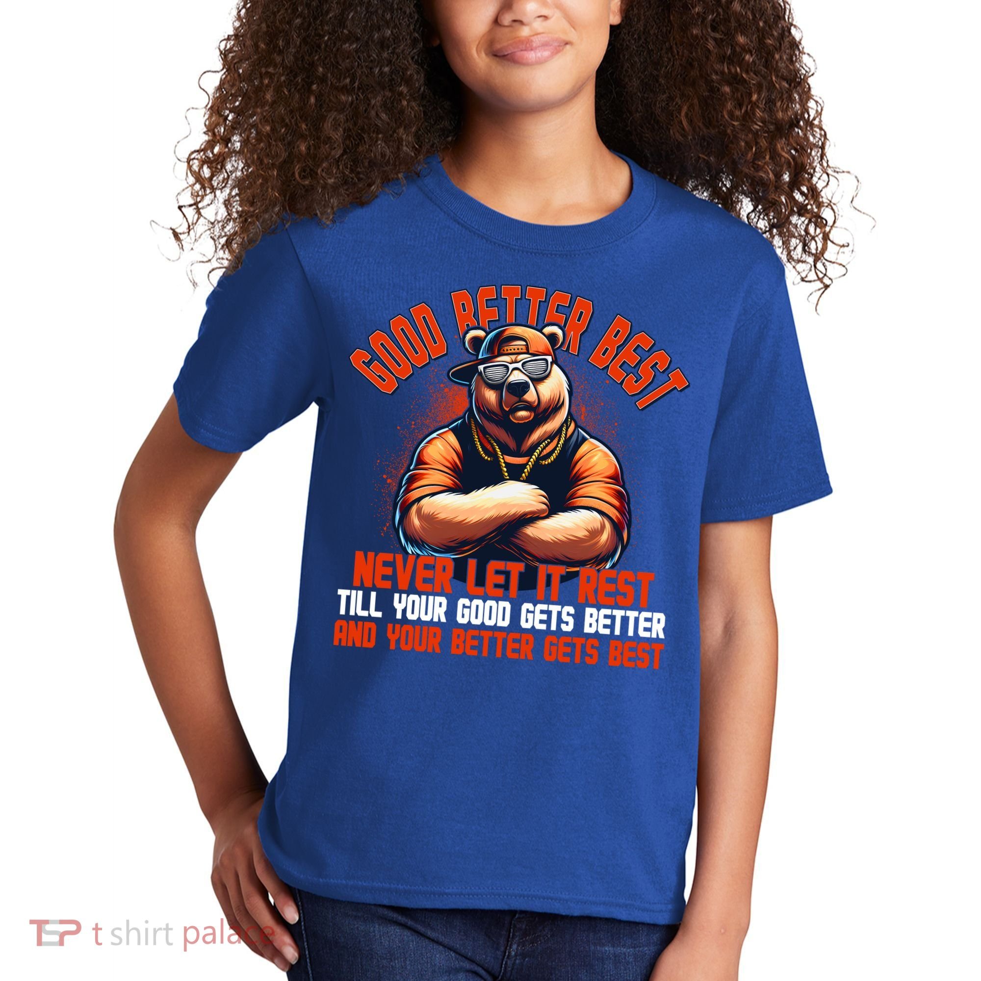 Good Better Best Bears Football Never Let It Rest Kids T-Shirt