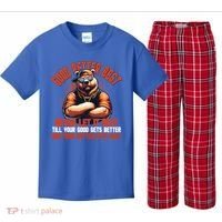 Good Better Best Bears Football Never Let It Rest Kids Plaid Pajama Set thumb 0