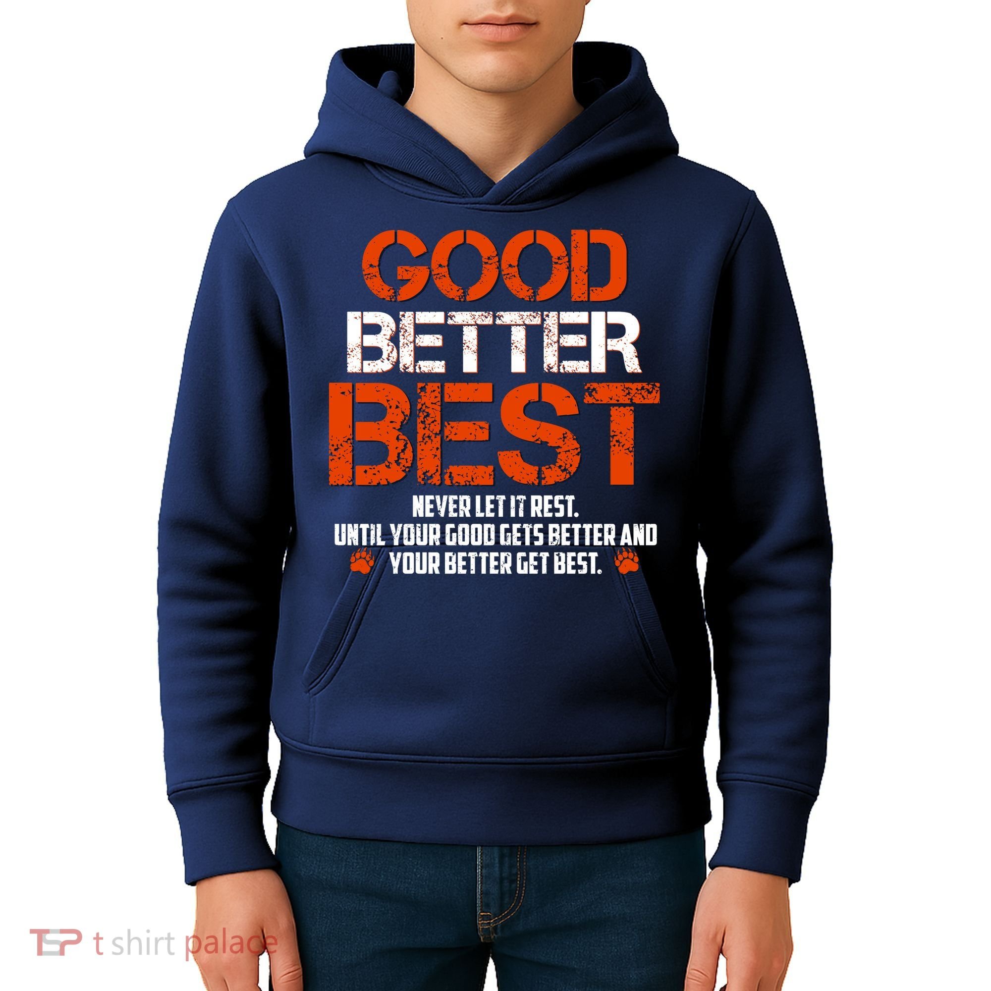 Good Better Best Never Let It Rest Slogan Bears Football Kids Hoodie