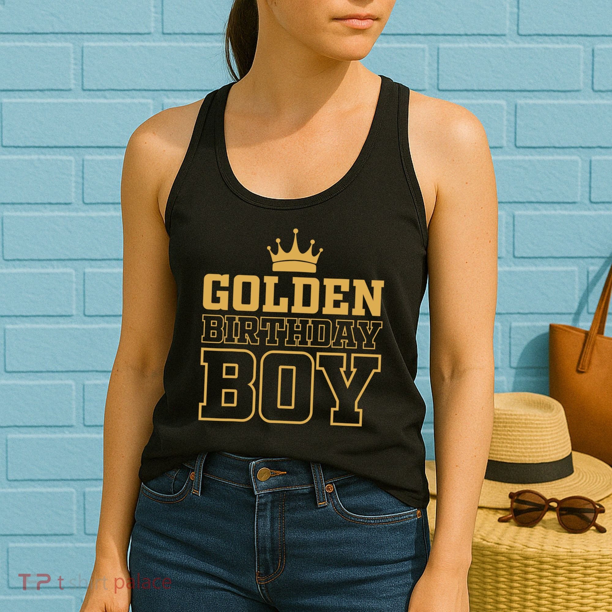 Golden Birthday Boy Birthday Party Decoration Bday Women's Tank Top