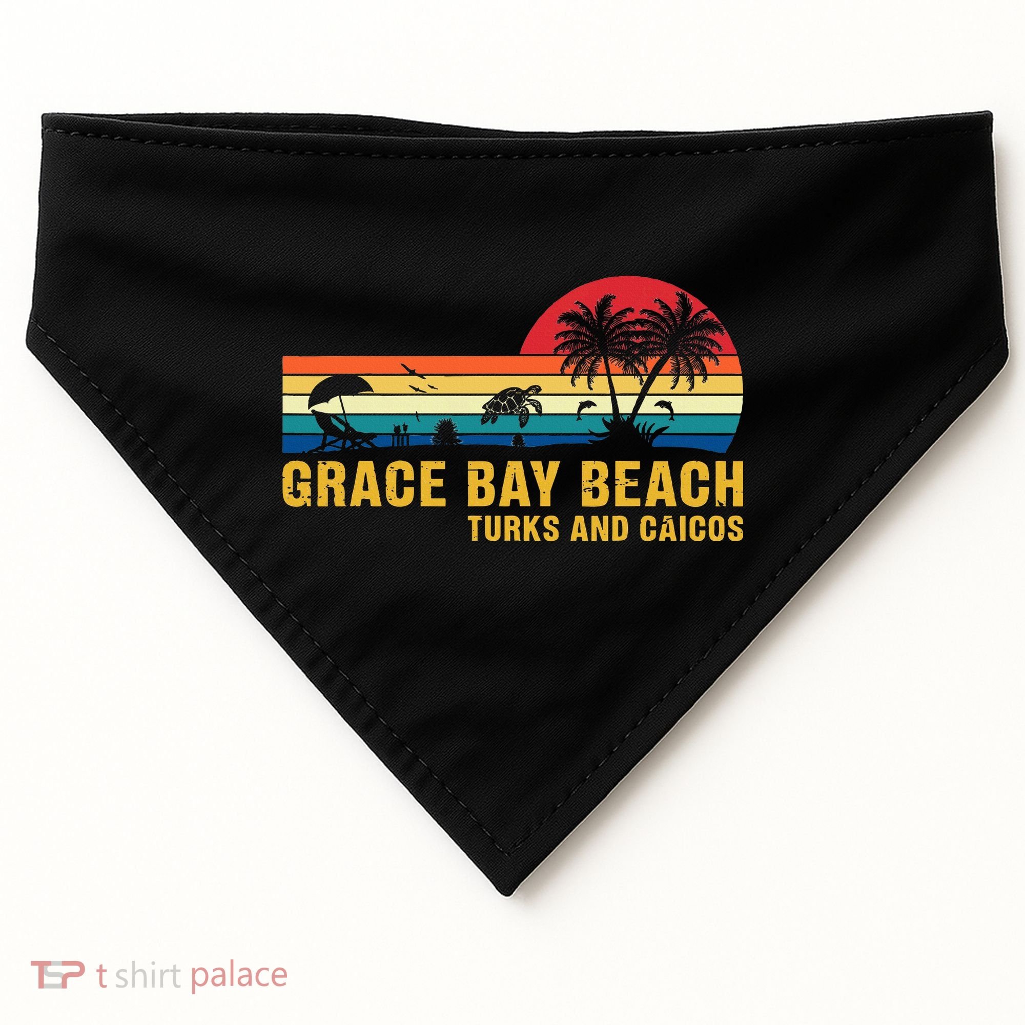 Grace Bay Beach Turks & Caicos Sea Turtle USA-Made Doggie Bandana