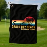 Grace Bay Beach Turks & Caicos Sea Turtle Golf Towel thumb 1
