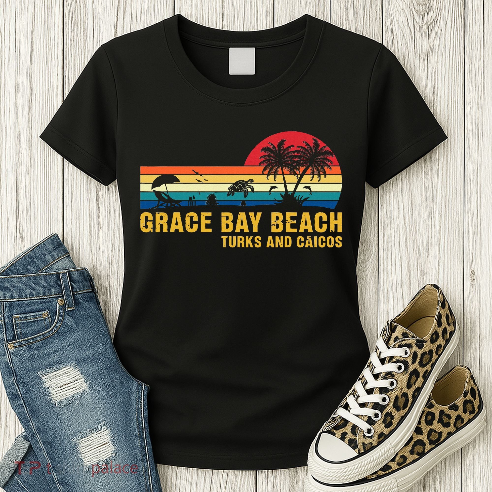 Grace Bay Beach Turks & Caicos Sea Turtle Women's T-Shirt