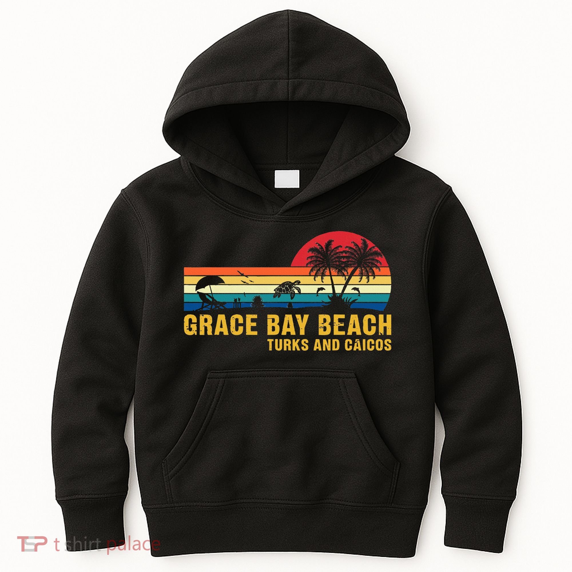 Grace Bay Beach Turks & Caicos Sea Turtle Kids Hoodie