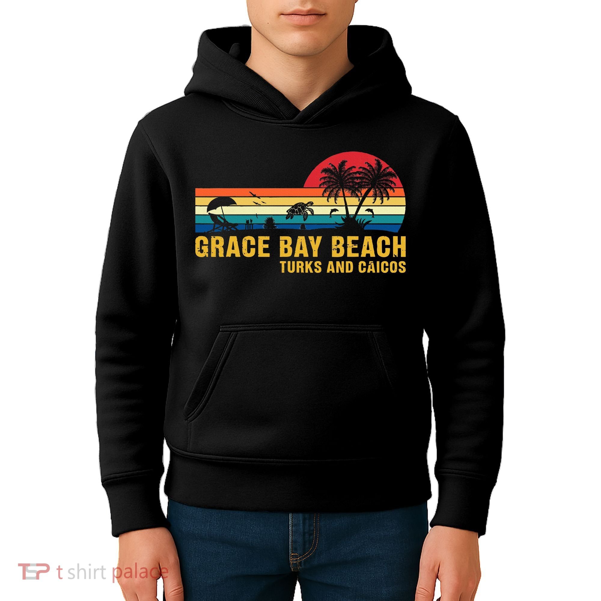 Grace Bay Beach Turks & Caicos Sea Turtle Kids Hoodie