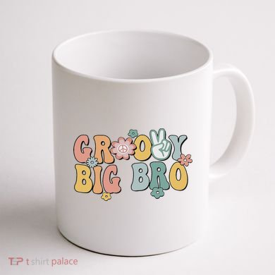 Groovy Big Bro Retro Brother Matching Family 1st Birthday Coffee Mug back