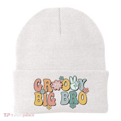 Groovy Big Bro Retro Brother Matching Family 1st Birthday Beanie