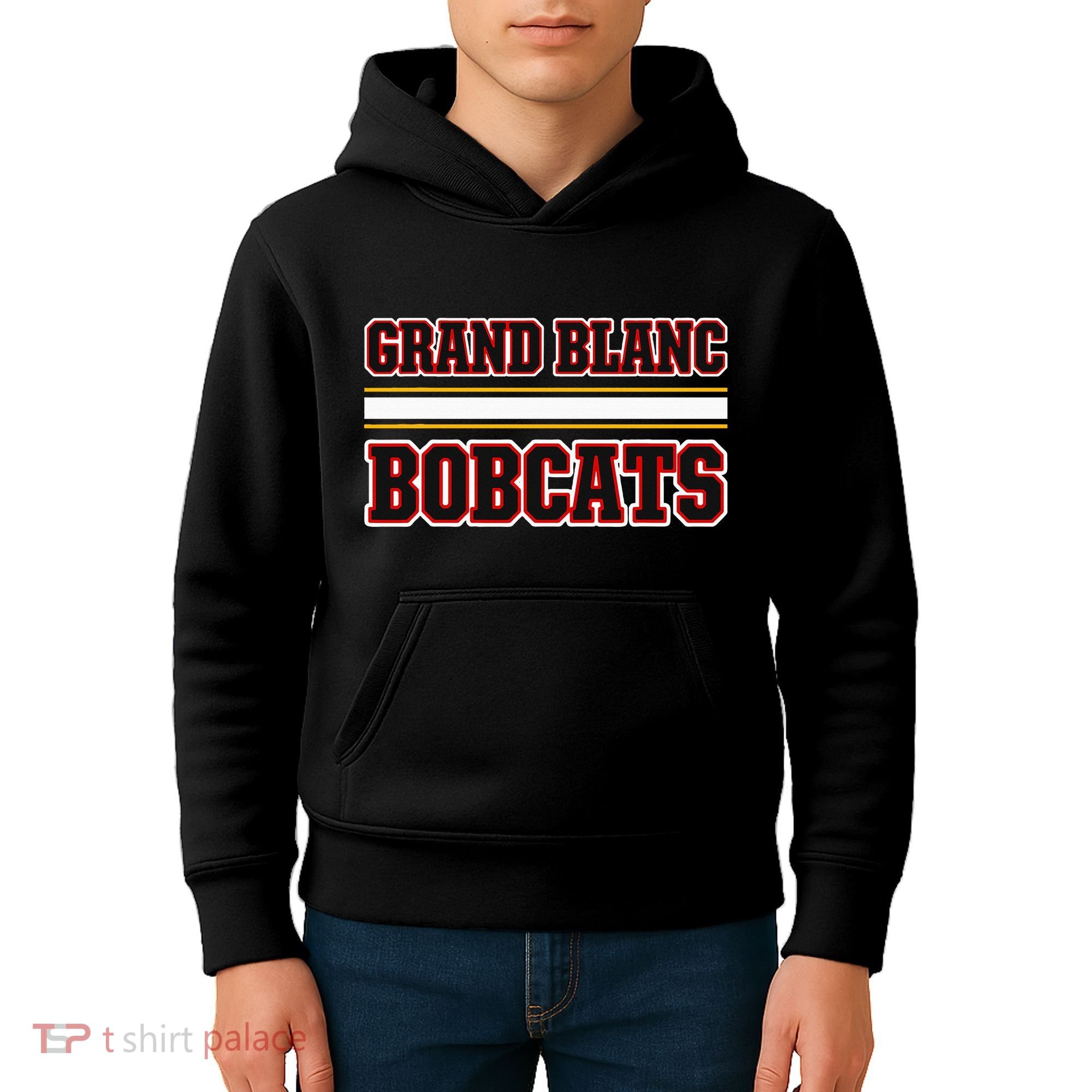 Grand Blanc Bobcats Horizontal Stripes Kids Hoodie