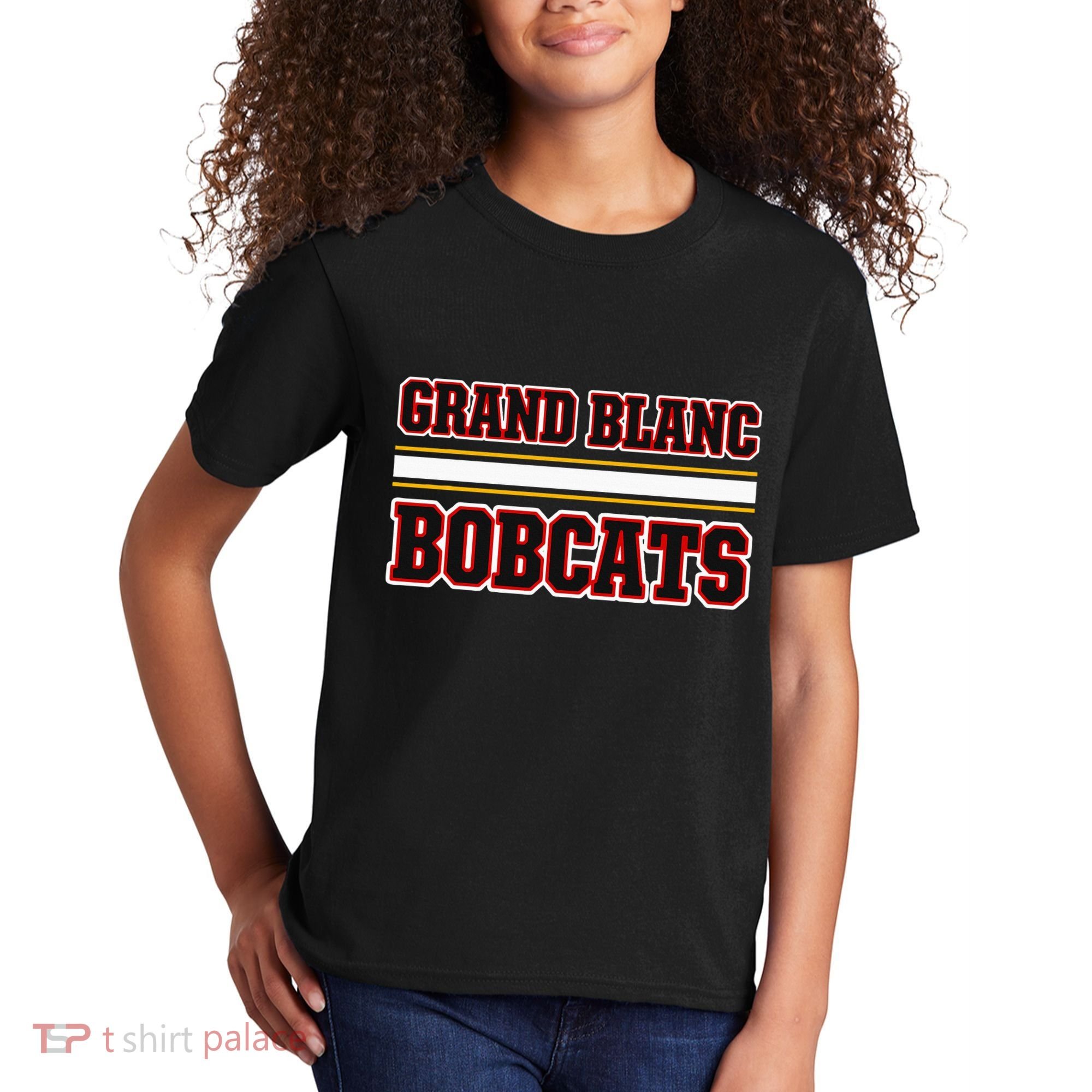Grand Blanc Bobcats Horizontal Stripes Kids T-Shirt