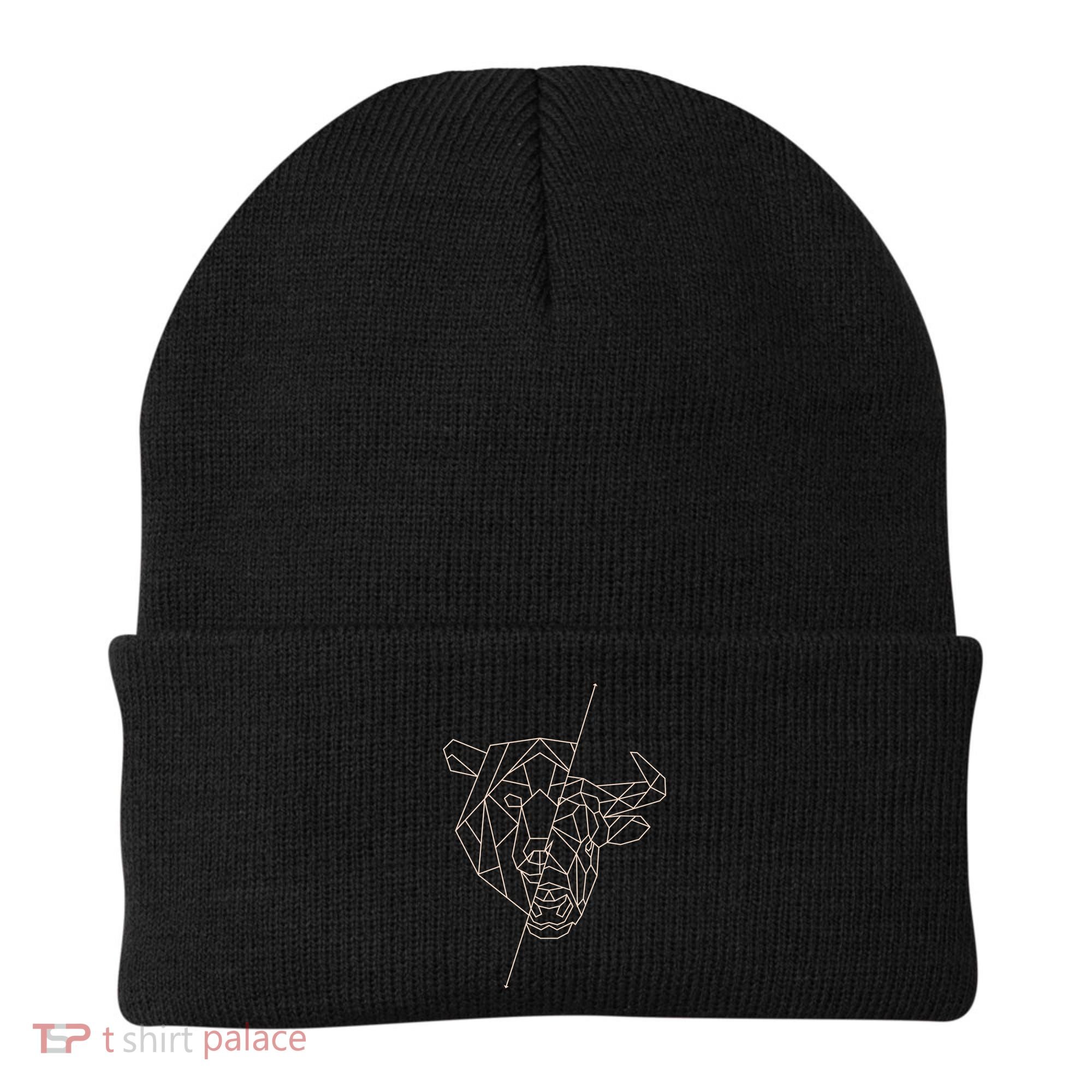 Geometric Bear Bull Beanie