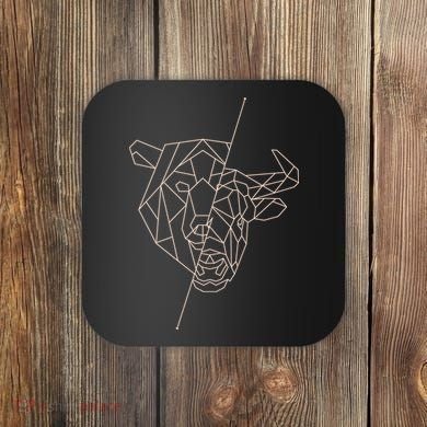 Geometric Bear Bull Coaster