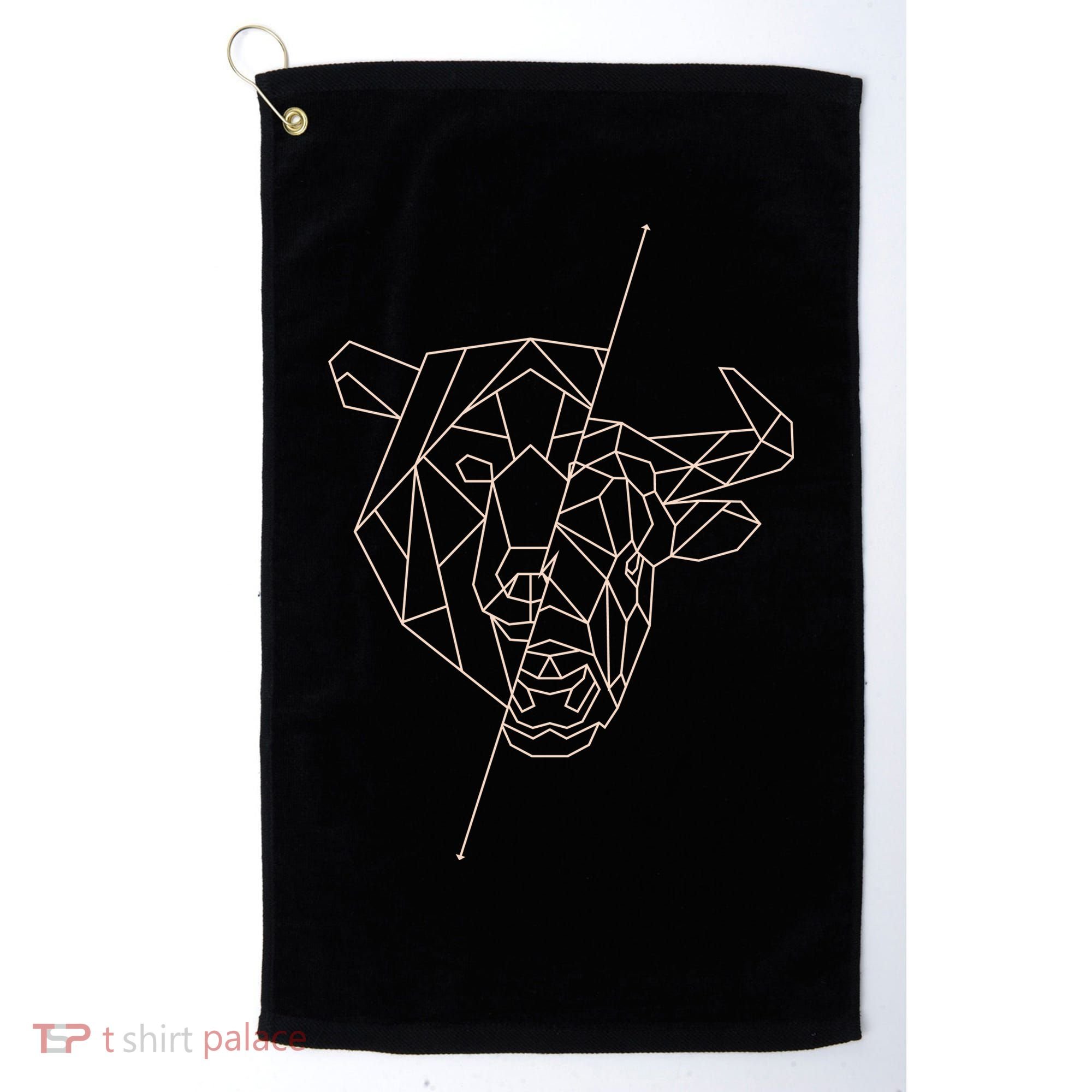 Geometric Bear Bull Golf Towel