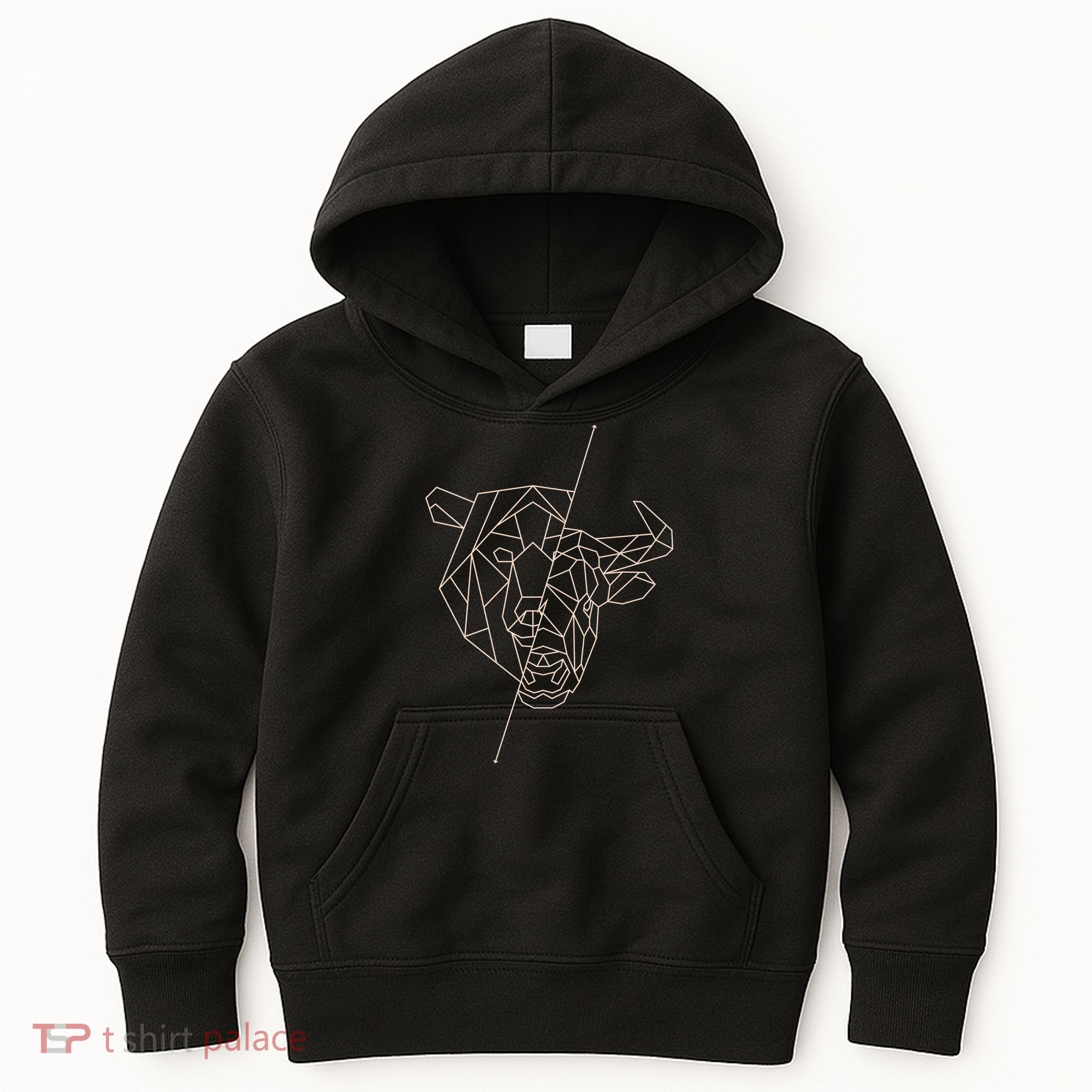 Geometric Bear Bull Kids Hoodie