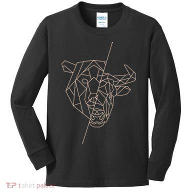 Geometric Bear Bull Kids Long Sleeve Shirt