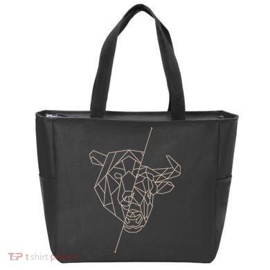 Geometric Bear Bull Tote Bag