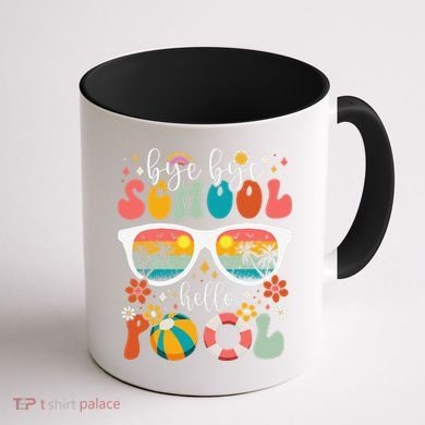 Groovy Bye Bye School Hello Pool Last Day Of School Summer Coffee Mug back