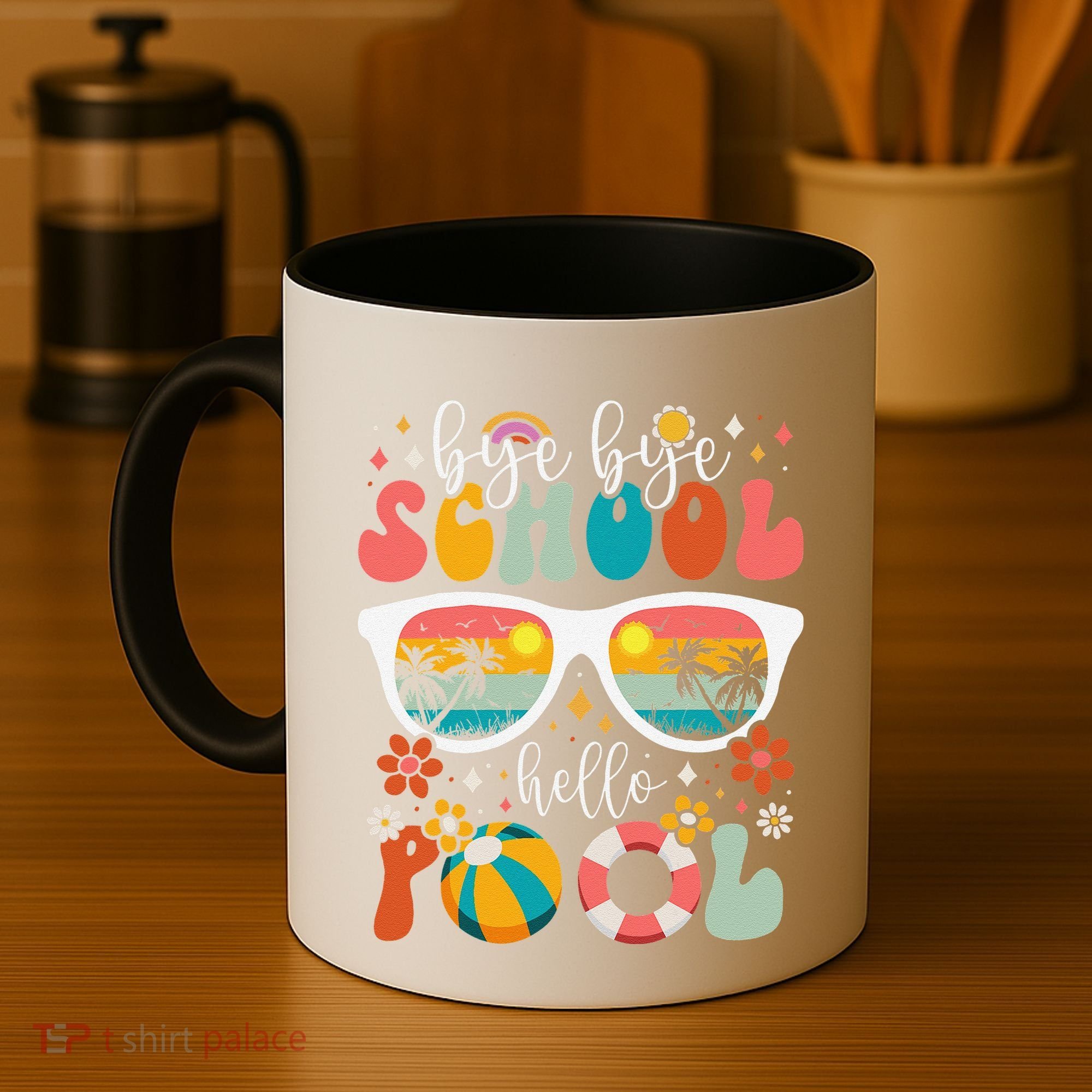 Groovy Bye Bye School Hello Pool Last Day Of School Summer Coffee Mug