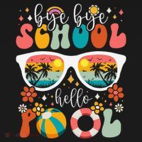Groovy Bye Bye School Hello Pool Last Day Of School Summer Ornament thumb 1