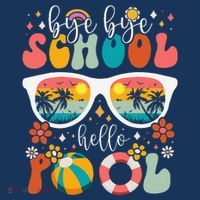 Groovy Bye Bye School Hello Pool Last Day Of School Summer Apron thumb 3