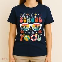 Groovy Bye Bye School Hello Pool Last Day Of School Summer T-Shirt thumb 4