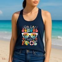 Groovy Bye Bye School Hello Pool Last Day Of School Summer Women's Tank Top thumb 2