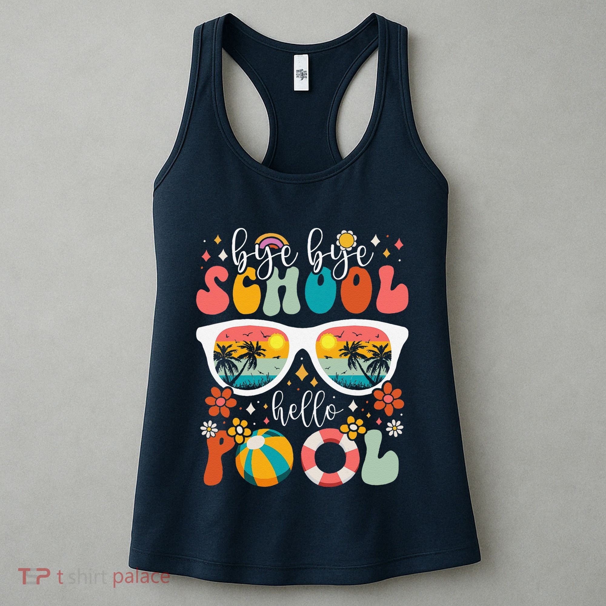 Groovy Bye Bye School Hello Pool Last Day Of School Summer Women's Tank Top