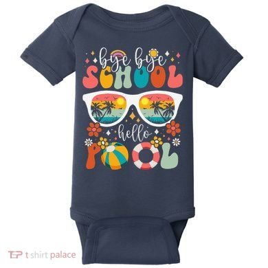 Groovy Bye Bye School Hello Pool Last Day Of School Summer Baby Bodysuit