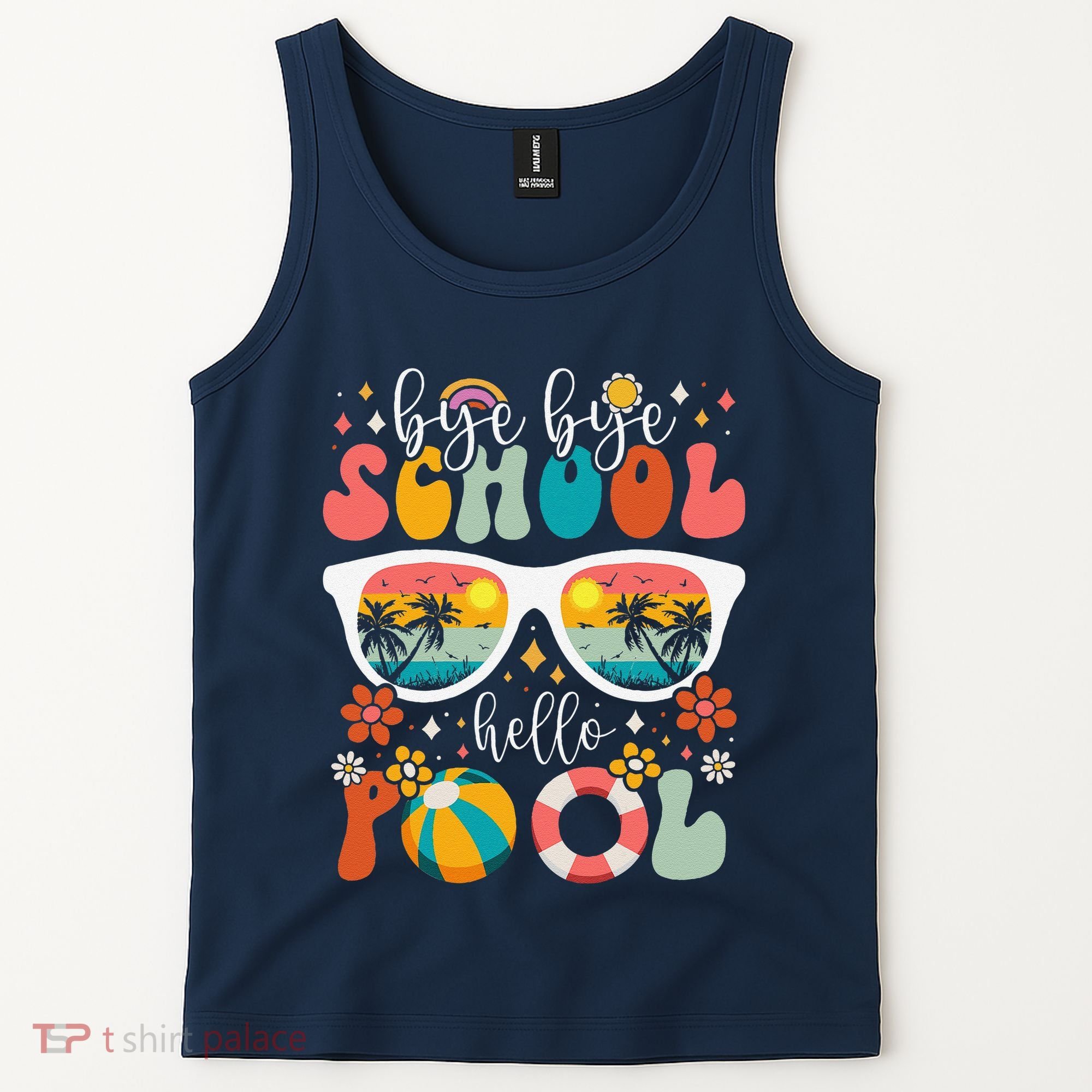 Groovy Bye Bye School Hello Pool Last Day Of School Summer Tank Top