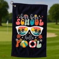 Groovy Bye Bye School Hello Pool Last Day Of School Summer Golf Towel thumb 1