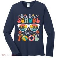 Groovy Bye Bye School Hello Pool Last Day Of School Summer Women's Long Sleeve Shirt thumb 0