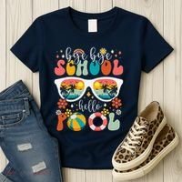 Groovy Bye Bye School Hello Pool Last Day Of School Summer Women's T-Shirt thumb 3