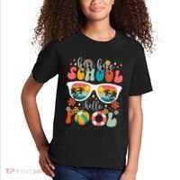 Groovy Bye Bye School Hello Pool Last Day Of School Summer Kids T-Shirt thumb 2