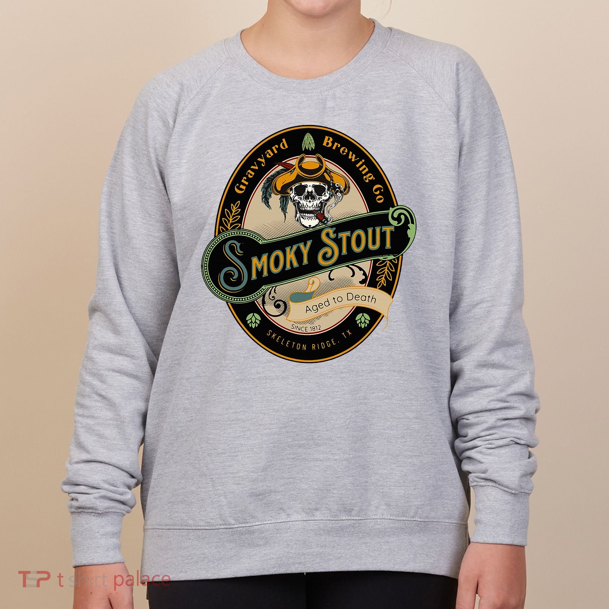 Graveyard Brewery Craft Beer Label Skeleton With Cigar Women's Sweatshirt