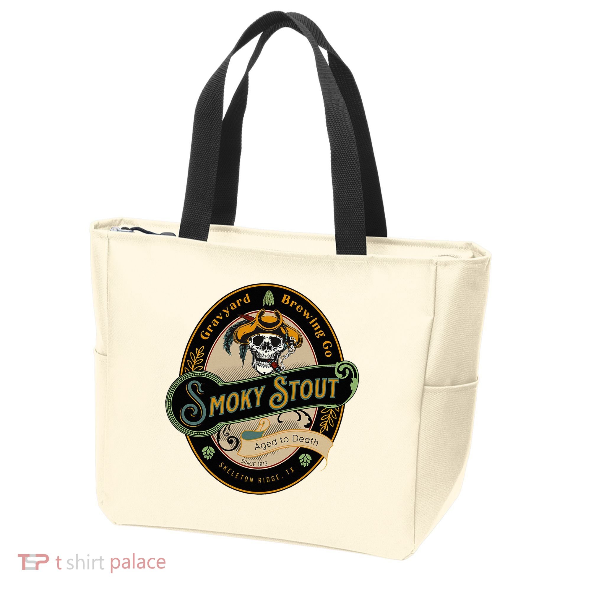 Graveyard Brewery Craft Beer Label Skeleton With Cigar Tote Bag