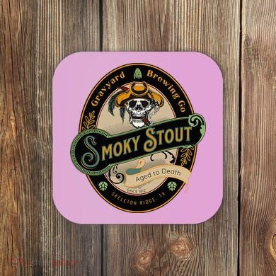 Graveyard Brewery Craft Beer Label Skeleton With Cigar Coaster