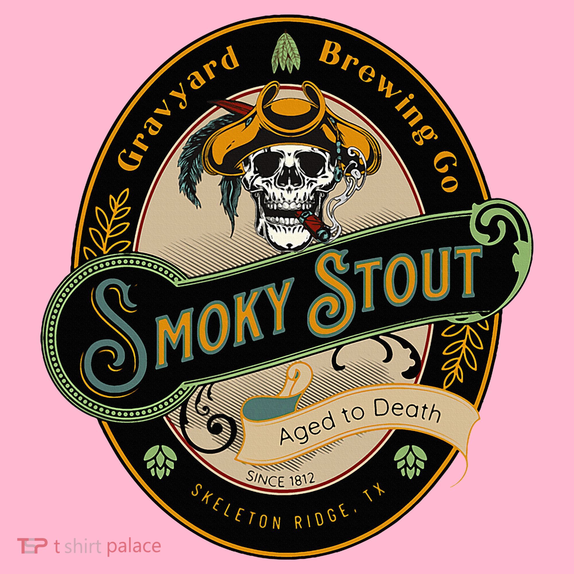 Graveyard Brewery Craft Beer Label Skeleton With Cigar Coaster