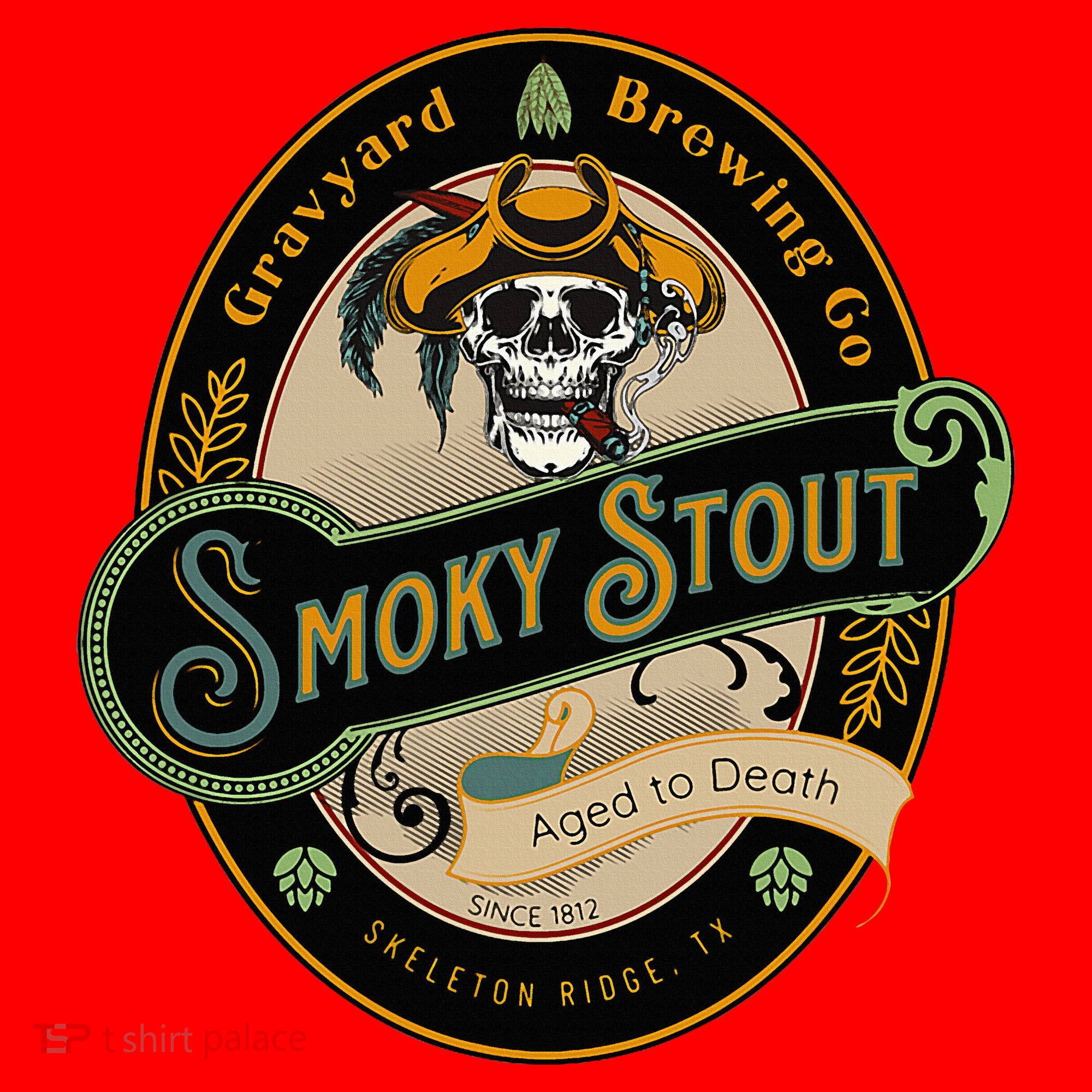 Graveyard Brewery Craft Beer Label Skeleton With Cigar Santa Hat