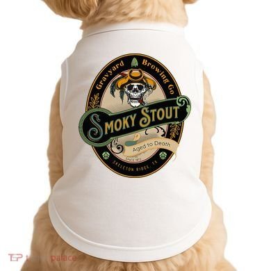 Graveyard Brewery Craft Beer Label Skeleton With Cigar Doggie Tank