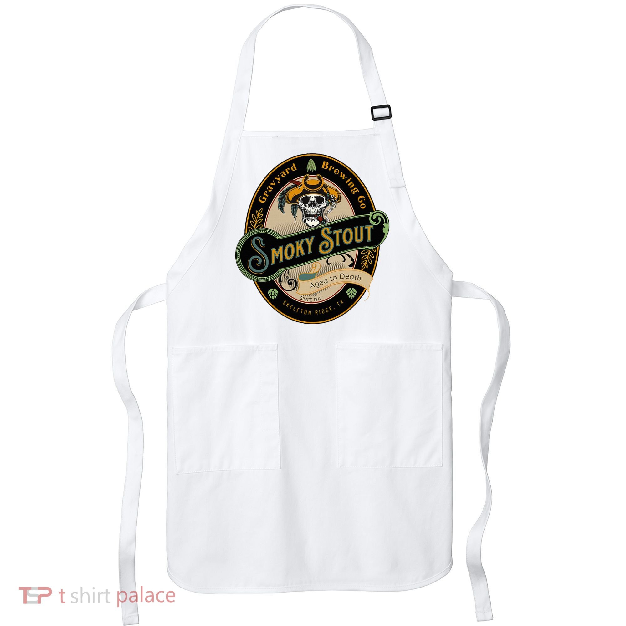 Graveyard Brewery Craft Beer Label Skeleton With Cigar Apron