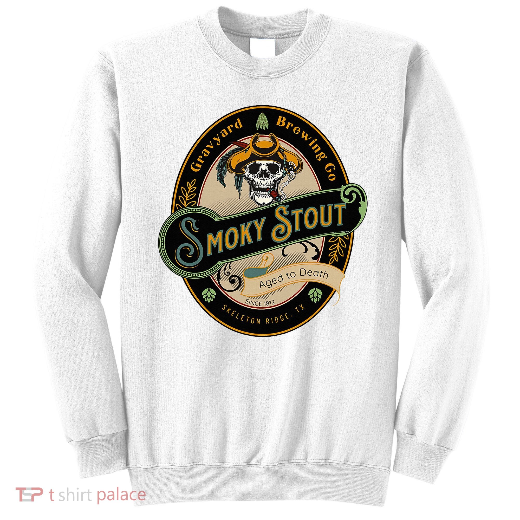 Graveyard Brewery Craft Beer Label Skeleton With Cigar Sweatshirt
