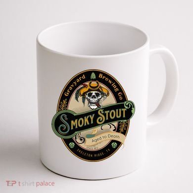 Graveyard Brewery Craft Beer Label Skeleton With Cigar Coffee Mug back