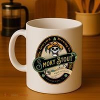 Graveyard Brewery Craft Beer Label Skeleton With Cigar Coffee Mug thumb 4
