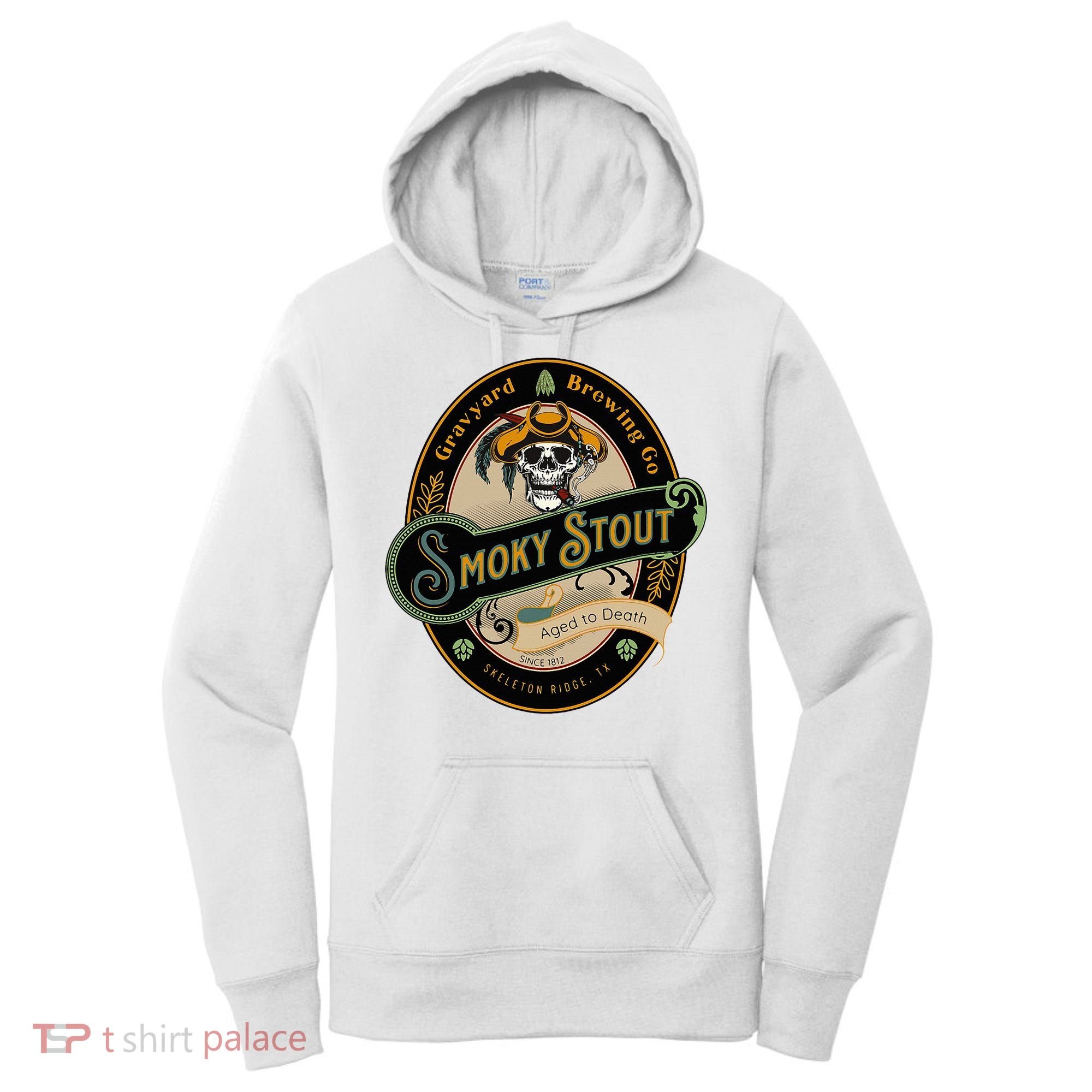 Graveyard Brewery Craft Beer Label Skeleton With Cigar Women's Hoodie