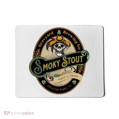 Graveyard Brewery Craft Beer Label Skeleton With Cigar Mousepad