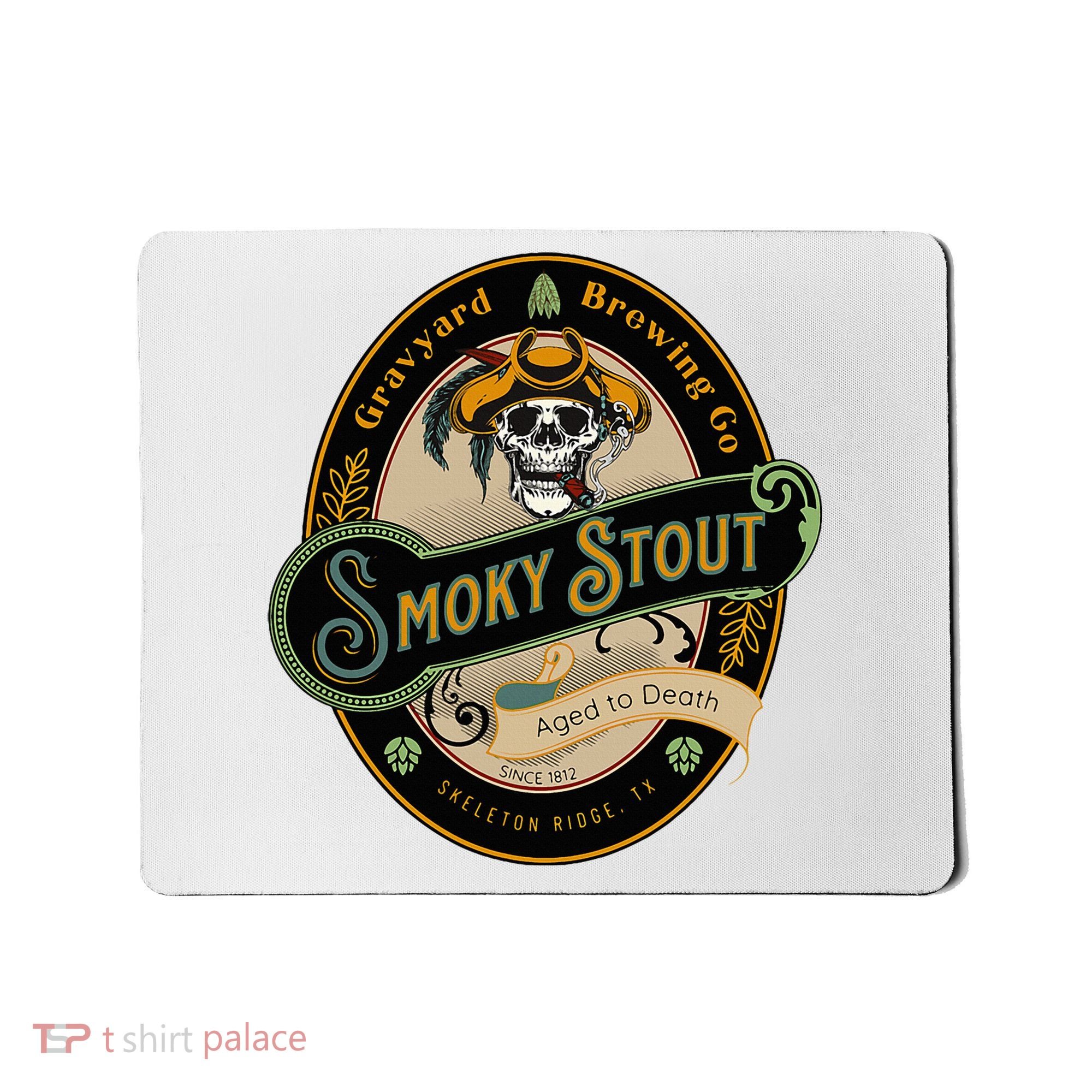 Graveyard Brewery Craft Beer Label Skeleton With Cigar Mousepad