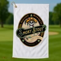 Graveyard Brewery Craft Beer Label Skeleton With Cigar Golf Towel thumb 1