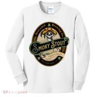 Graveyard Brewery Craft Beer Label Skeleton With Cigar Kids Long Sleeve Shirt thumb 0