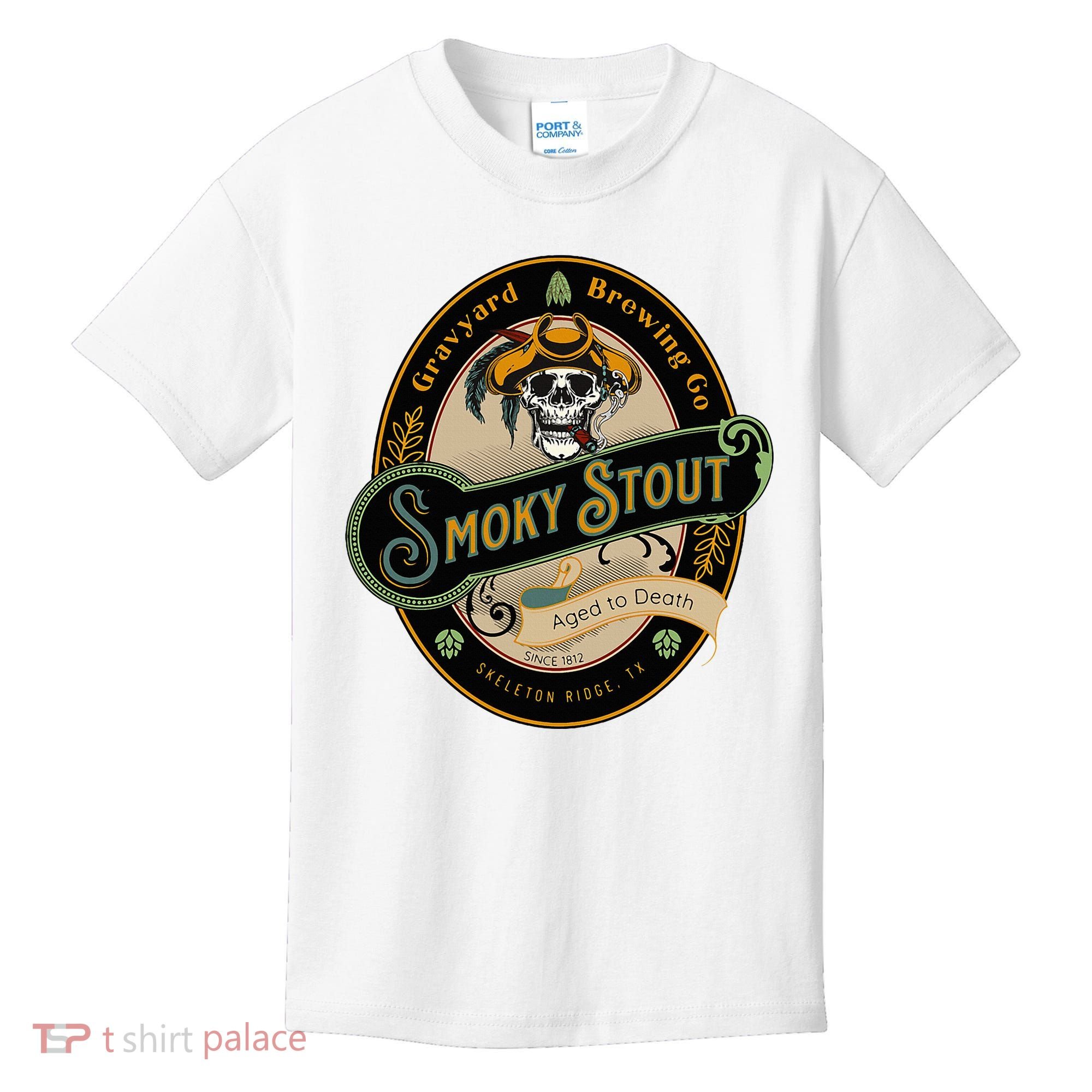 Graveyard Brewery Craft Beer Label Skeleton With Cigar Kids T-Shirt
