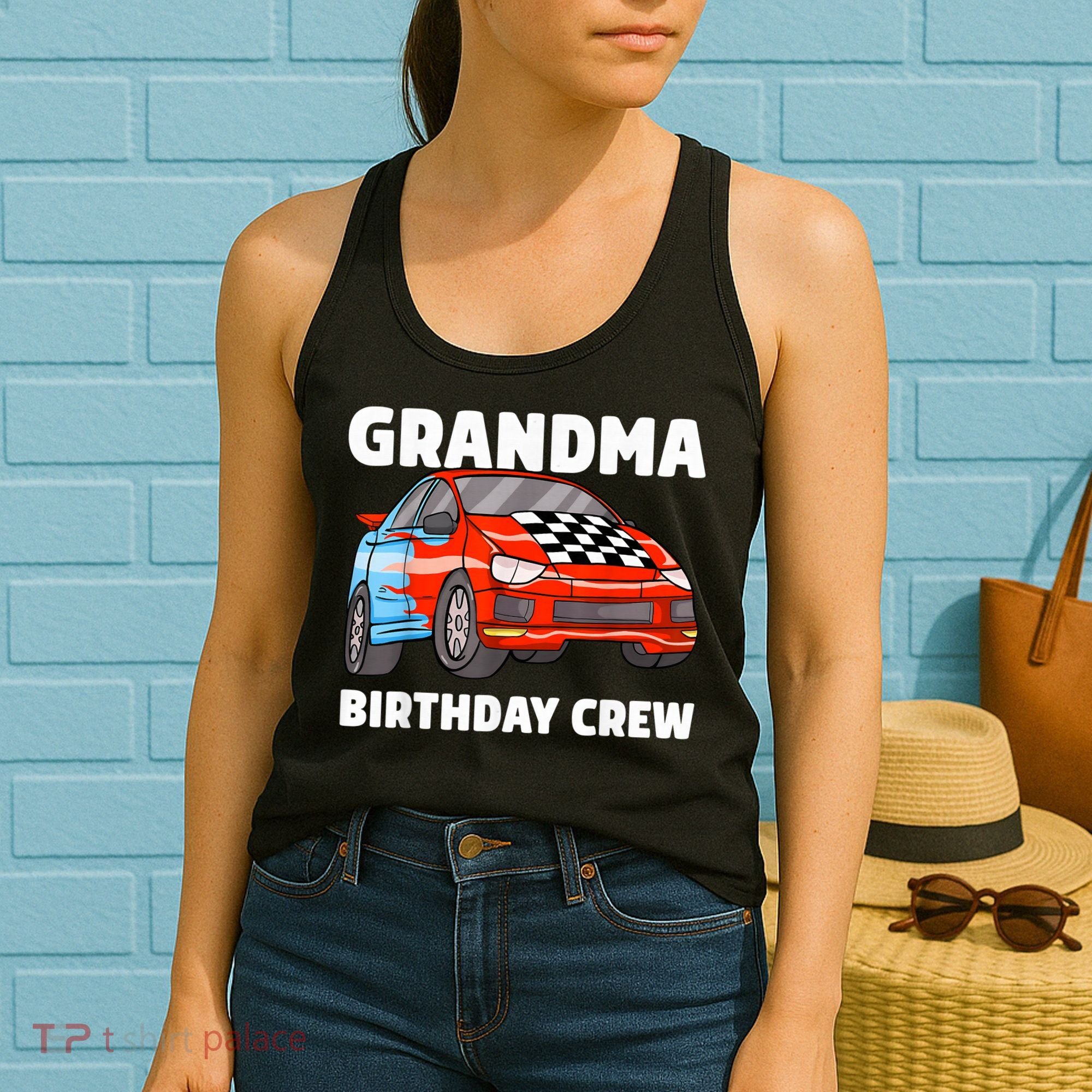 Grandma Birthday Crew Race Car Nana Racing Car Theme Women's Tank Top